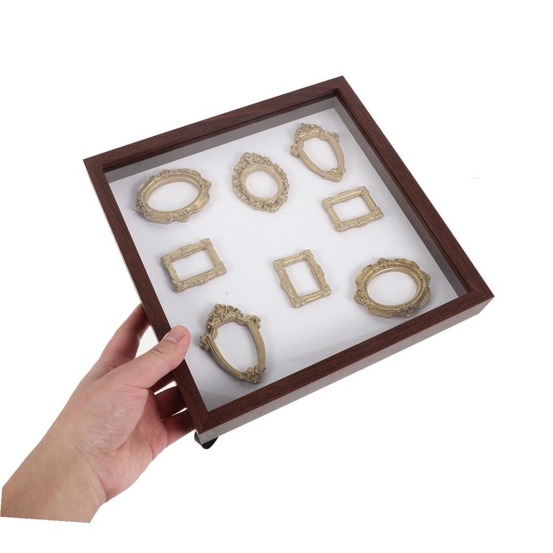 DIY Museum Silhouette Box Retro Mini Picture Frame Wooden Showcase Light Brown - Image 5