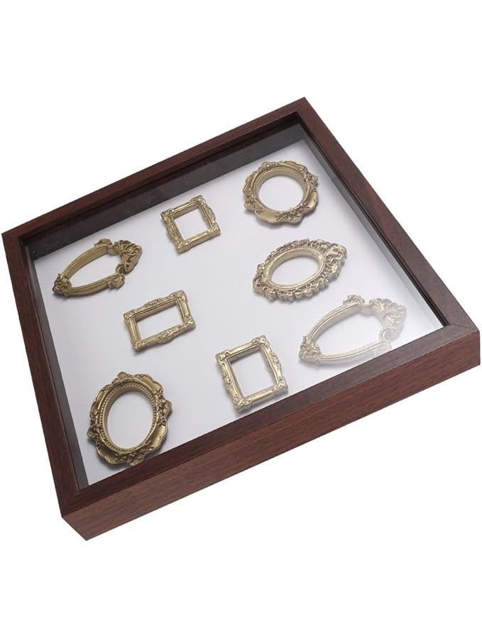 DIY Museum Silhouette Box Retro Mini Picture Frame Wooden Showcase Light Brown - Image 1
