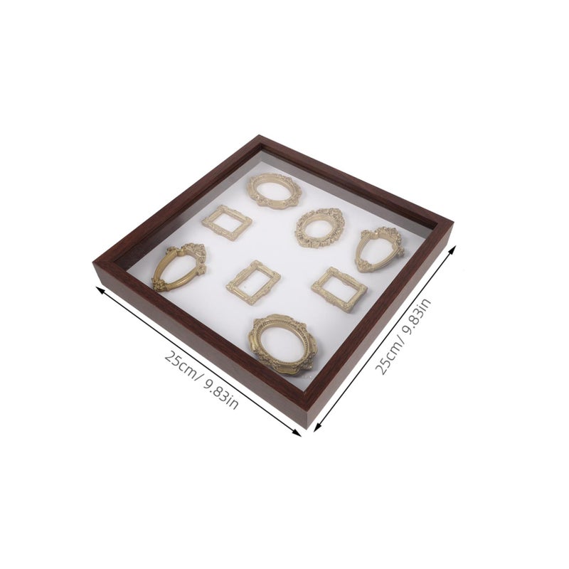 DIY Museum Silhouette Box Retro Mini Picture Frame Wooden Showcase Light Brown - Image 3