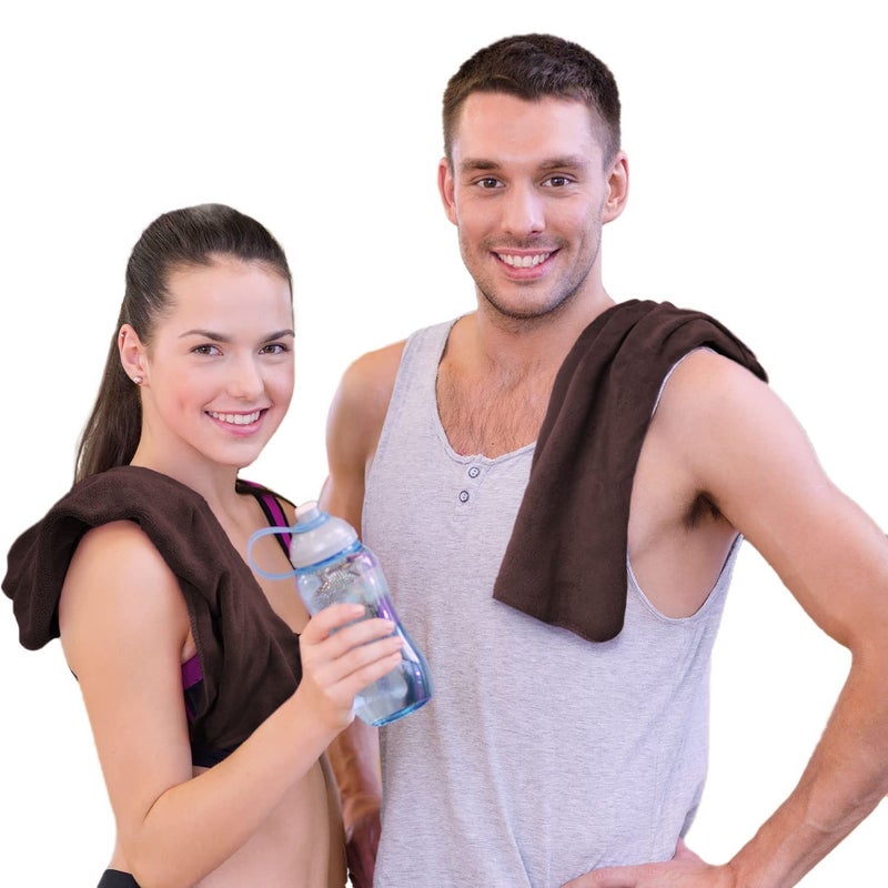 Sassoon Unisex Microfiber Gym Towel in 450 GSM (Set of 2, Cocoa) 40cmX60cm- Fast Drying & Light Weight Ultra Absorbent Sports Towel - Image 1