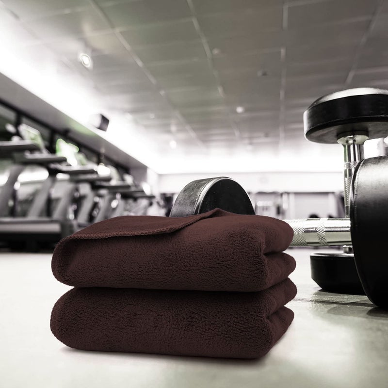 Sassoon Unisex Microfiber Gym Towel in 450 GSM (Set of 2, Cocoa) 40cmX60cm- Fast Drying & Light Weight Ultra Absorbent Sports Towel - Image 2