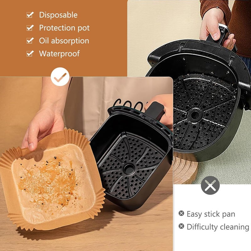 Derovan Disposable Air Fryer Baking Paper 20 cm (100 Sheets) – Food-Grade, Unbleached Parchment Paper with 4.5 cm Raised Rim, Oil‑Resistant, Waterproof, Non‑Stick, Eco‑Friendly - Image 4