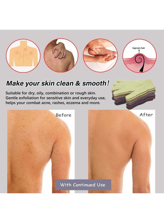 MIG4U Shower Exfoliating Scrub Gloves Medium to Heavy Bathing Gloves Body Wash Dead Skin Removal Deep Cleansing mitts for Women and Men 5 Pairs 5 Colors - Image 4