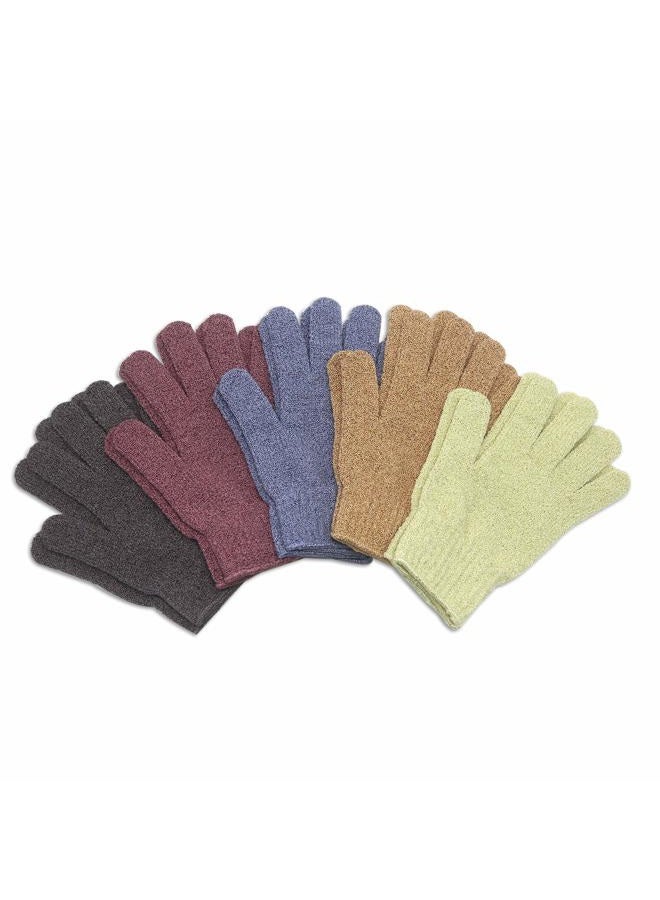 MIG4U Shower Exfoliating Scrub Gloves Medium to Heavy Bathing Gloves Body Wash Dead Skin Removal Deep Cleansing mitts for Women and Men 5 Pairs 5 Colors - Image 2