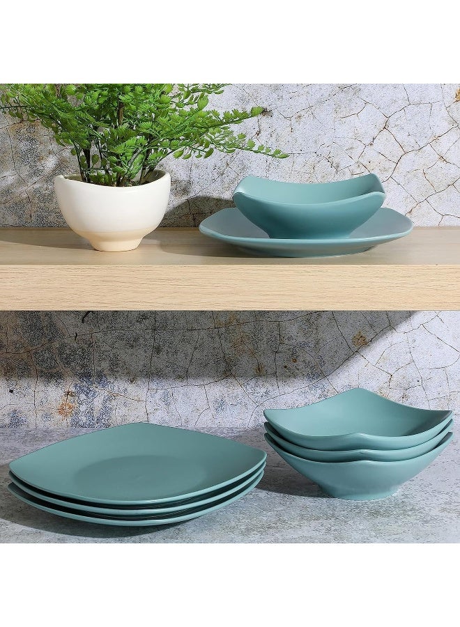 Gibson Home Zen Buffet Matte Porcelain Chip and Scratch Resistant Plates and Bowls Dinnerware Set - Image 4