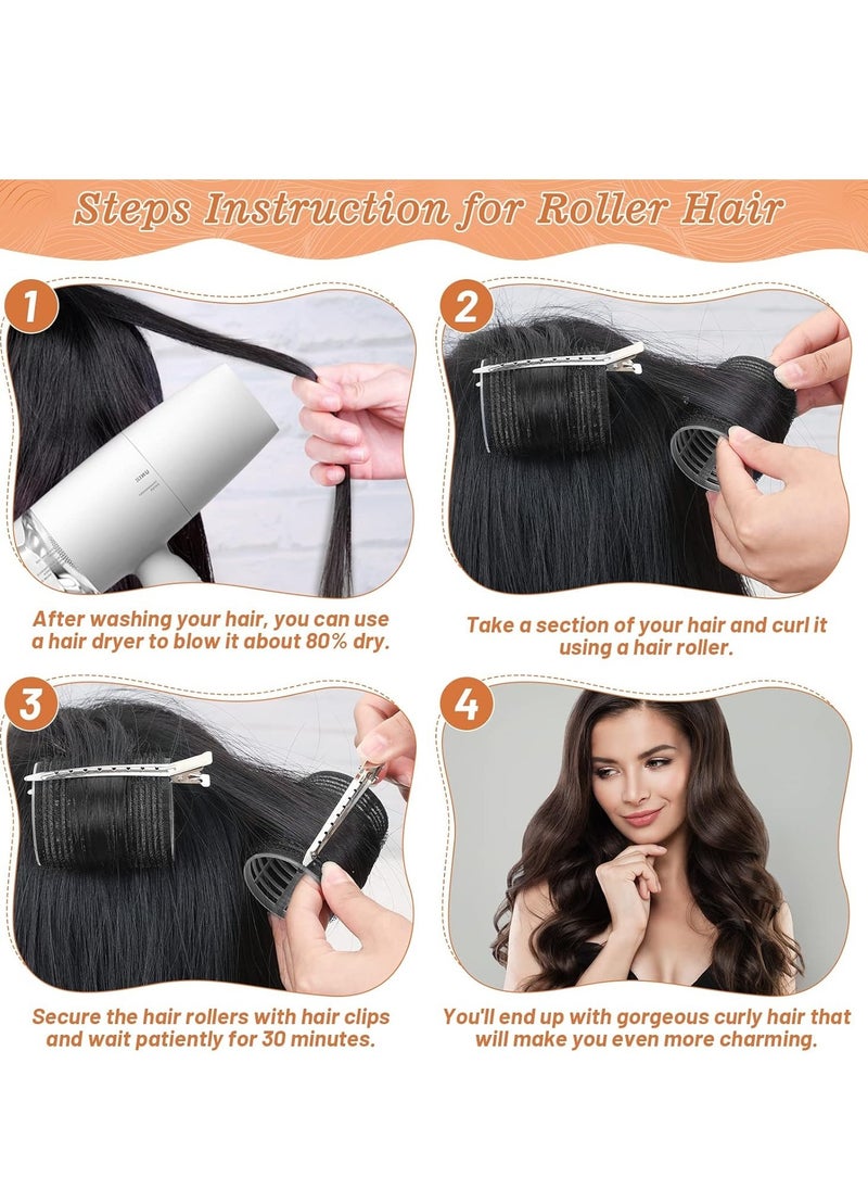 General Hair Curler Rollers 24PCS Heatless Hair Roller with 12PCS Clips, 4 Sizes（Jumbo Large Medium Small）Self Grip Holding Hair Rollers for Long Medium Short Thick Fine Volume Thin Bangs Hair  - Image 5