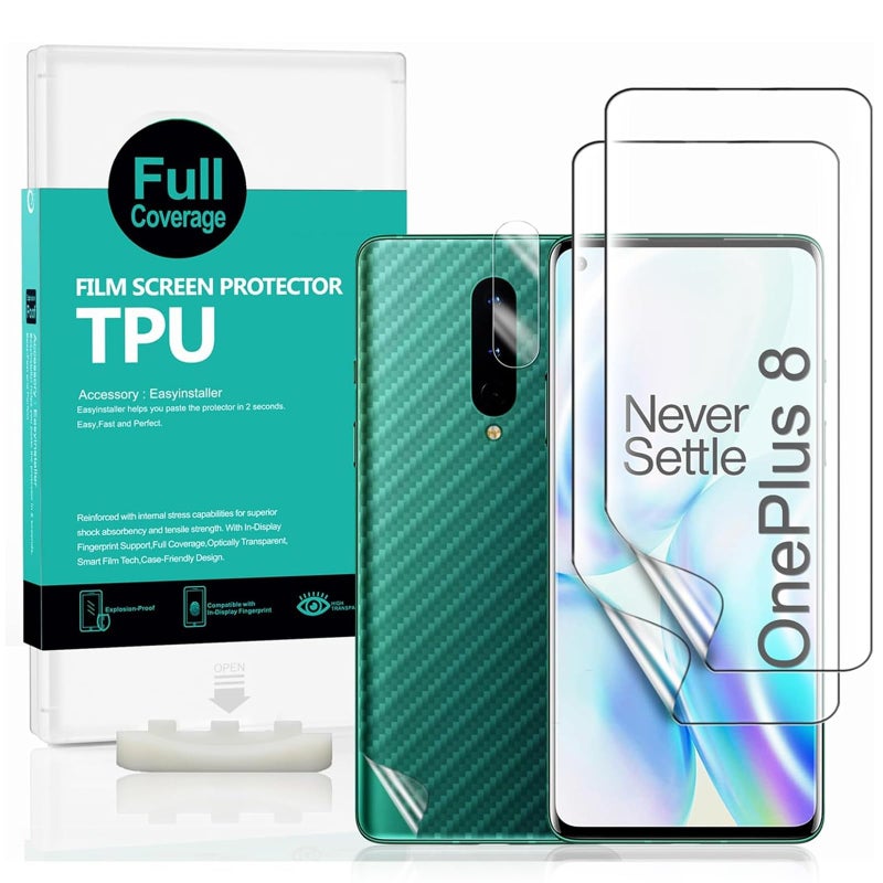 Ibywind 2 Pcs Screen Protector For OnePlus 8 6.55",Flexible TPU Film,With 1Pc Camera Lens Protector,1Pc Back Film,Bubble Free[Easy to install] - Image 1