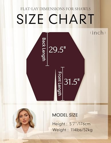 PULI Women's Elegant Shawl Wraps Soft Open Front Poncho Sweater for Spring Fall Winter burgundy - Image 5