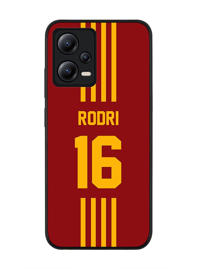 Stylizedd Rugged Black edge case for Poco X5 / Redmi Note 12 5G Slim fit Soft Case Flexible Rubber Edges Anti Drop TPU Gel Thin Cover-Spain Player Name - Rodri - Image 1