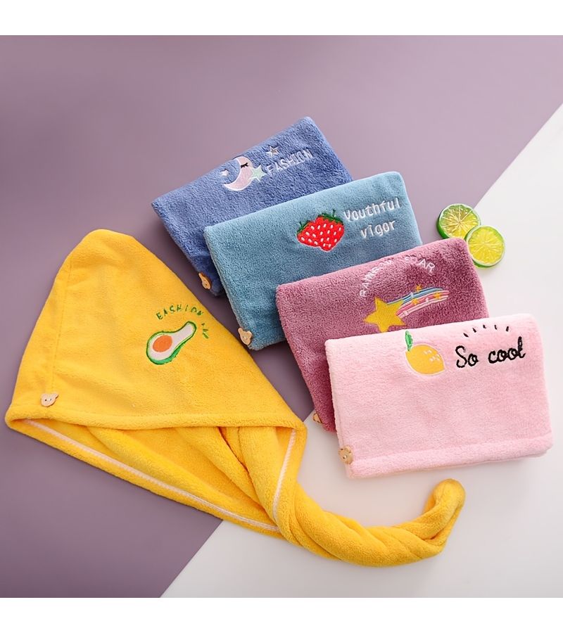 Ultra Soft Quick Drying Hair Towel Cap Super Absorbent Coral Fleece Bath Towel For Women 1 Piece Random Color - Image 3