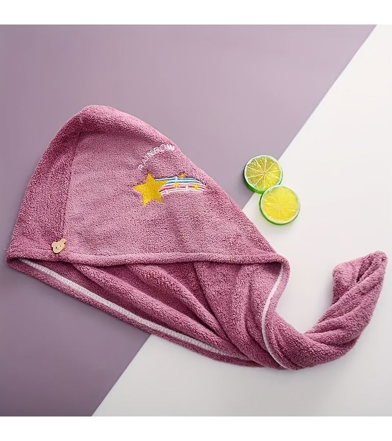 Ultra Soft Quick Drying Hair Towel Cap Super Absorbent Coral Fleece Bath Towel For Women 1 Piece Random Color - Image 5