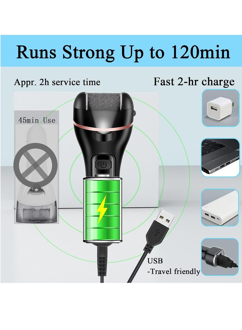 3 بكرات رئيس 2 سرعة شحن ماء القدم المهنية كيت 18 في 1 قدم ملف أداة مناسبة لأنّ متصدع الجلد الجاف ، أسود . - Image 5