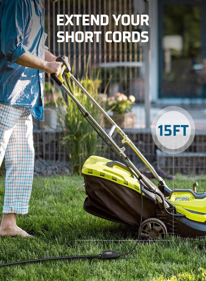 ديوينويلز سلك تمديد ديوينويلز بطول 15 قدمًا، كابل طاقة مقاوم للعوامل الجوية 14/3 SJTW للاستخدام الداخلي والخارجي، سلك طاقة ثلاثي الأطراف شديد التحمل، أسود، معتمد من ETL، عبوة من قطعتين - Image 3