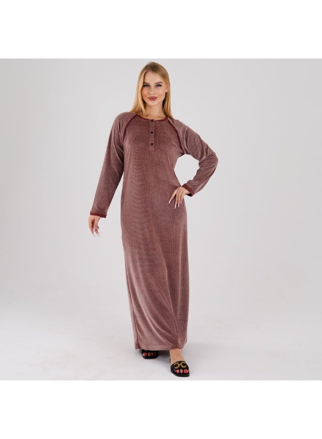 zecotex  Cozy Comfort: The Soft Winter Loungewear Dress – Long Sleeve Maxi Galabeya - Image 3