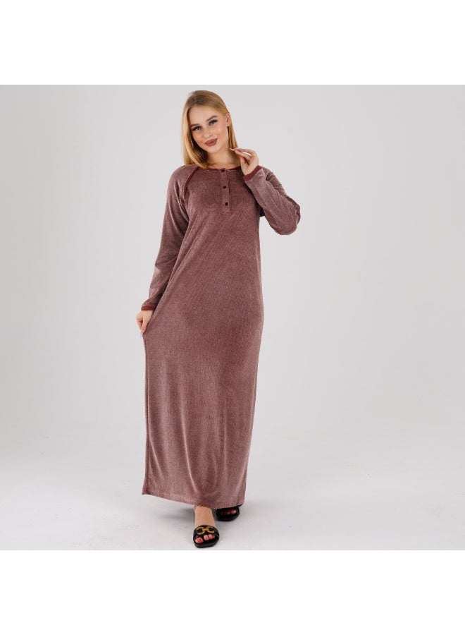 zecotex  Cozy Comfort: The Soft Winter Loungewear Dress – Long Sleeve Maxi Galabeya - Image 2