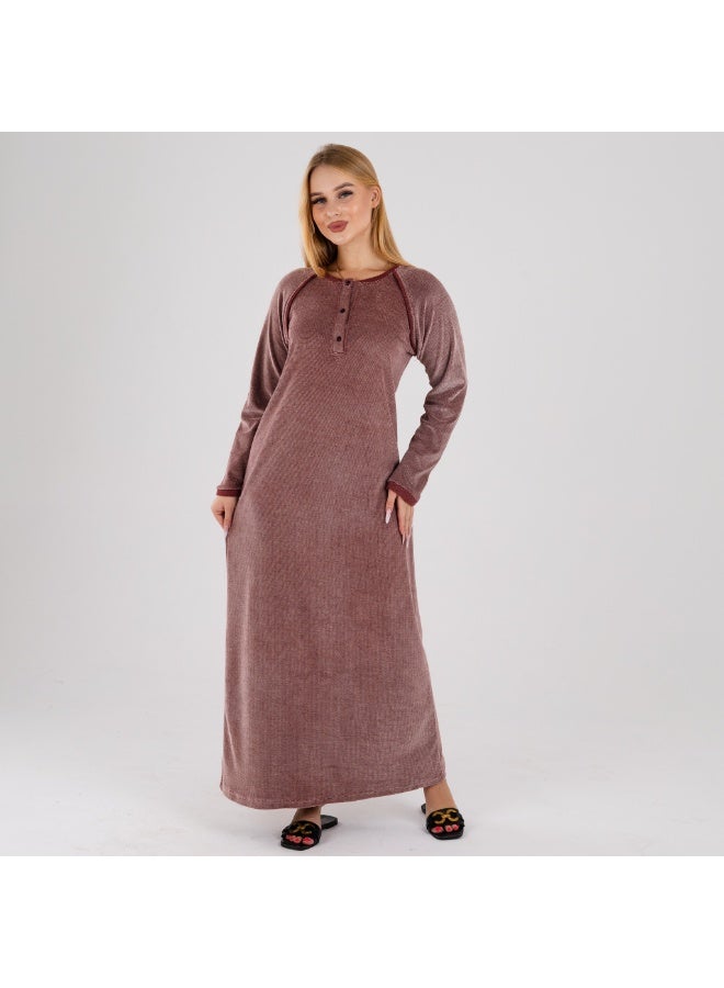 zecotex  Cozy Comfort: The Soft Winter Loungewear Dress – Long Sleeve Maxi Galabeya - Image 4