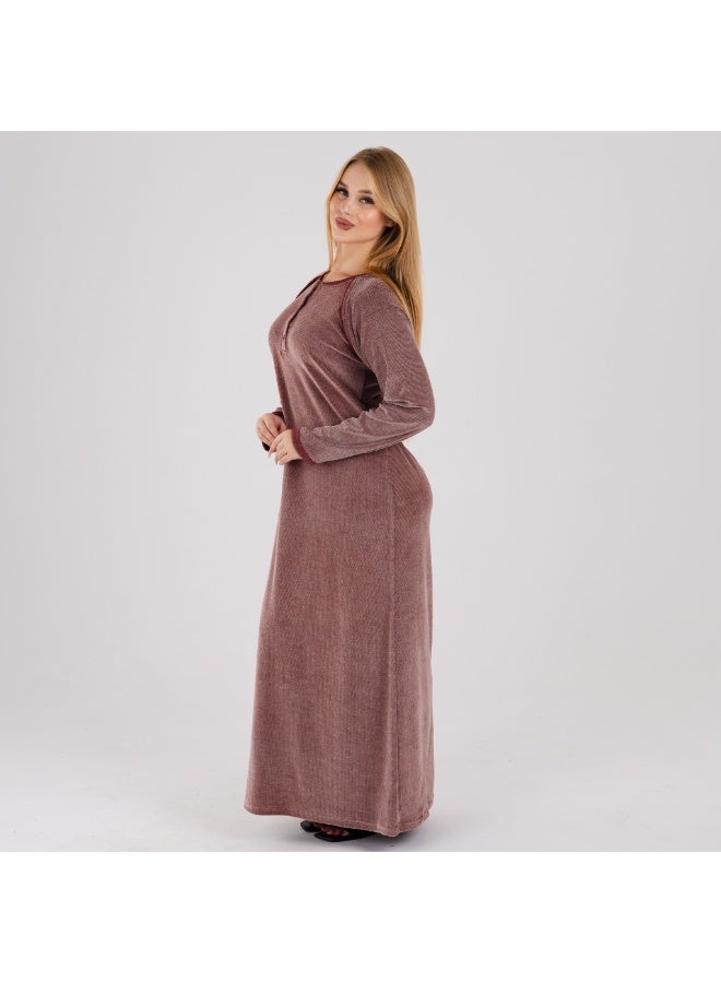 zecotex  Cozy Comfort: The Soft Winter Loungewear Dress – Long Sleeve Maxi Galabeya - Image 5