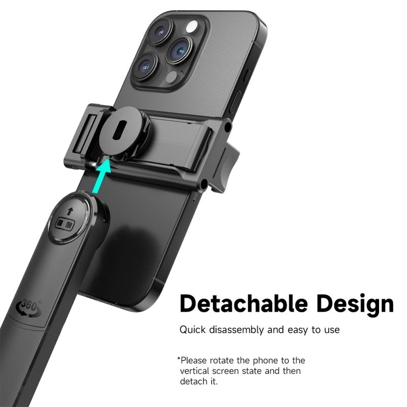 AI Face Tracking Phone Selfie Stick Tripod 360° Rotatable Gesture Control 4-Leg Extendable Max. 163.5cm/64.3in Quadrapod with 1/4 Inch Screw Detachable Phone Holder Remote Shutter Phone Tripod for - Image 5