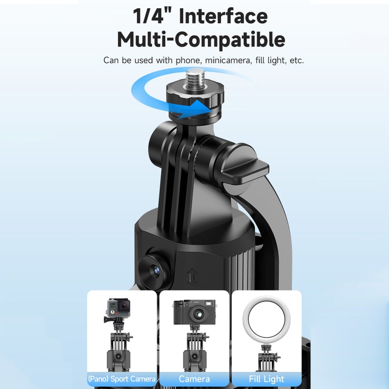 AI Face Tracking Phone Selfie Stick Tripod 360° Rotatable Gesture Control 4-Leg Extendable Max. 163.5cm/64.3in Quadrapod with 1/4 Inch Screw Detachable Phone Holder Remote Shutter Phone Tripod for - Image 2