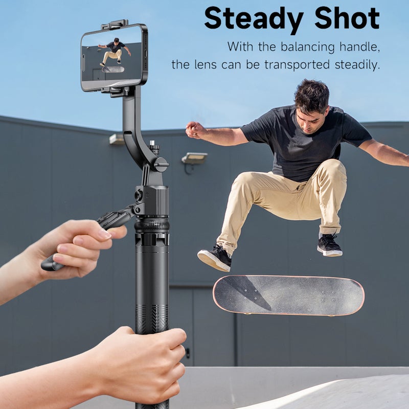 AI Face Tracking Phone Selfie Stick Tripod 360° Rotatable Gesture Control 4-Leg Extendable Max. 163.5cm/64.3in Quadrapod with 1/4 Inch Screw Detachable Phone Holder Remote Shutter Phone Tripod for - Image 3