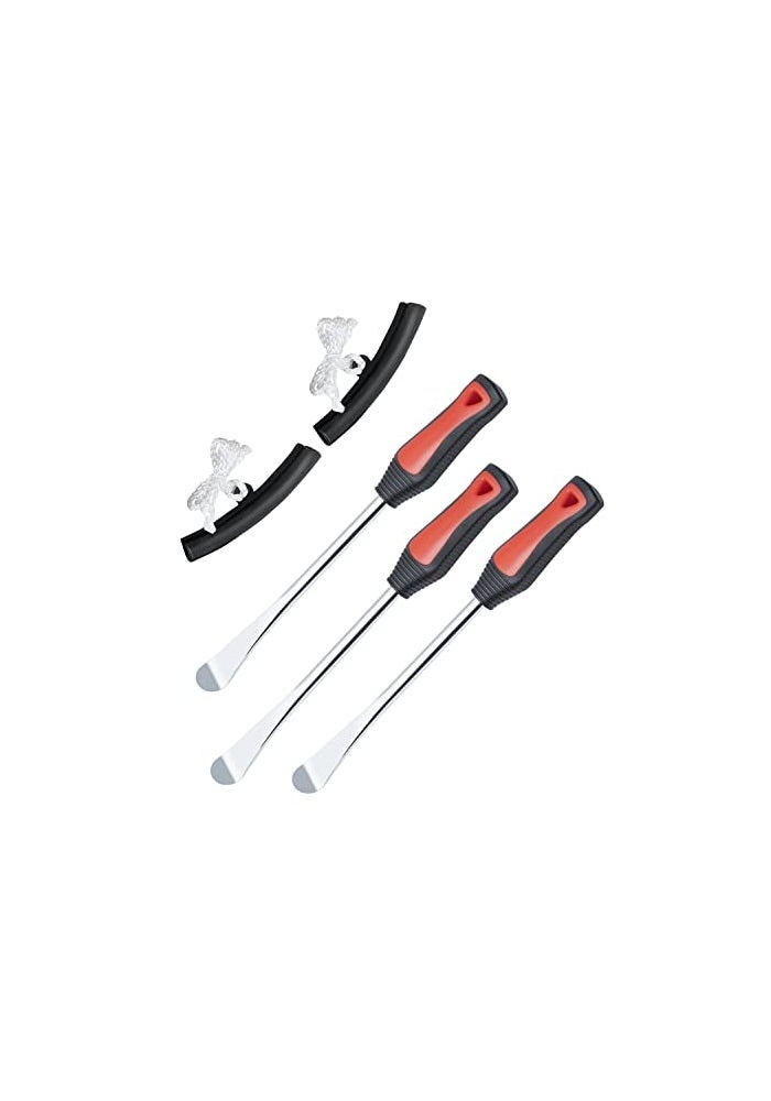 ROTATION 115 inch Steel Tire Spoon Lever Iron Tool Kit Professional Tire Changing Tool for Motorcycle Dirt Bike Lawn Mower 3 pcs Tire Spoons 2 Rim Protector 5Piece Set - Image 1