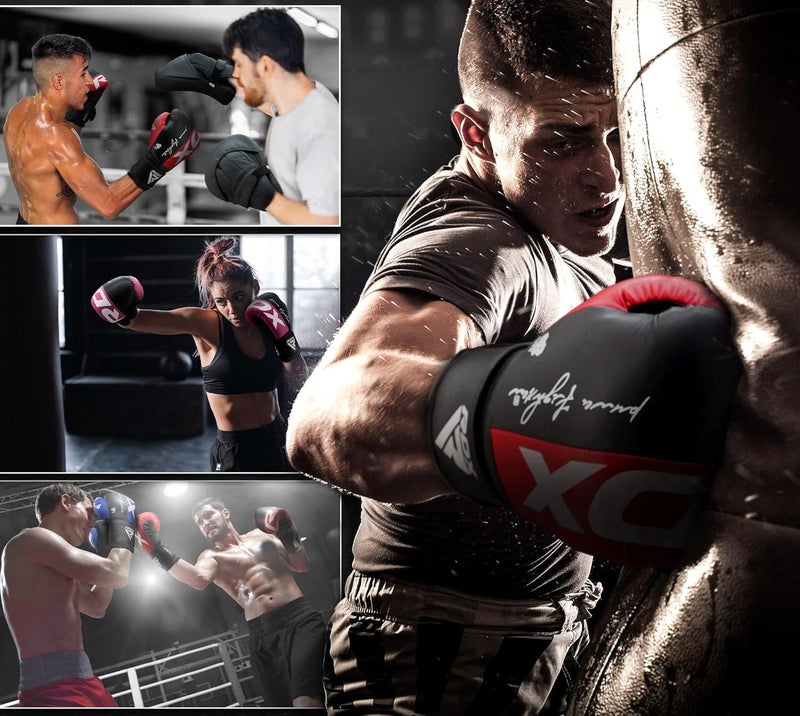 RDX Boxing Gloves - Maya Hide Leather Training Gloves for Muay Thai, Kickboxing, Sparring, and Martial Arts -16 OZ |White/Black (BGR-F4B-16OZ) - Image 5