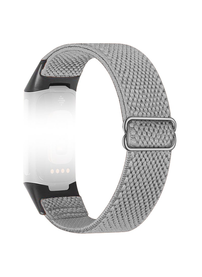 Generic 1 x 5 pcs Fitbit Charge 5/6 Woven Nylon Strap Elastic Replacement Band 34# twill light gray 