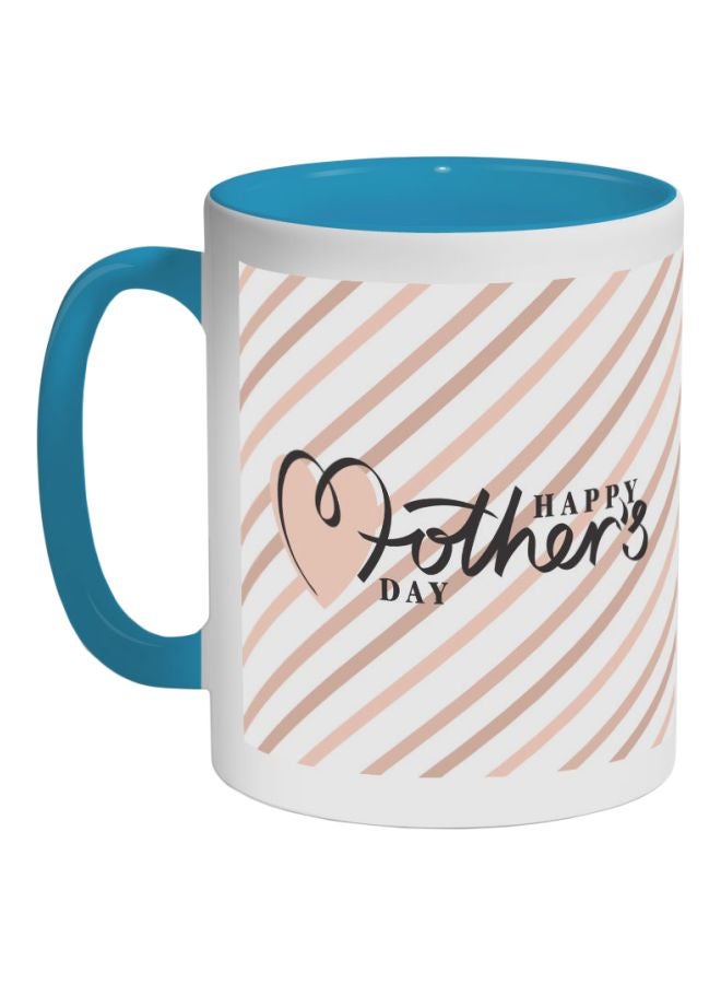 Happy Mother's Day Printed Coffee Mug Blue/White/Beige 325ml