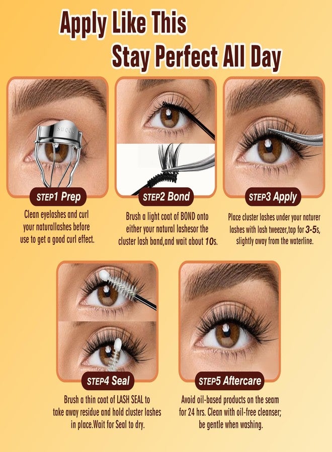 LANKIZ Lash Bond and Seal Remover 3PCS Kit, Waterproof Cluster Lash Glue for Eyelash Clusters, Long Lasting Eyelash Glue 72H Super Hold, Black Adhesive for Beginners - Image 4