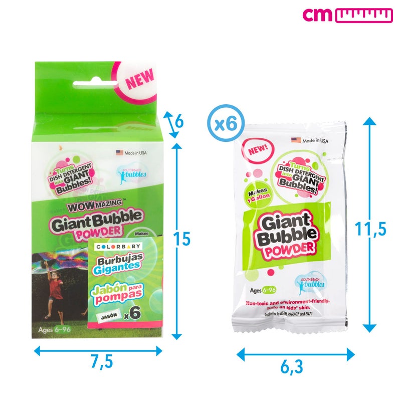 WOWmazing Big Bubble Refill Powder Mix (6 Packets) - Turns Dish Detergent into Giant Bubbles. Makes 6 GALLONS! - Made in USA - Image 3
