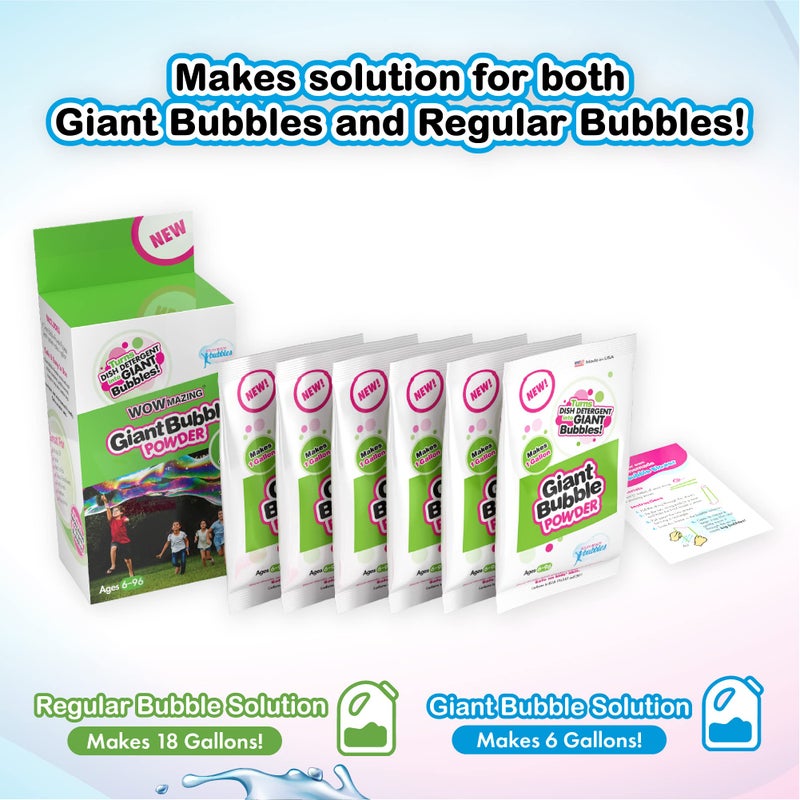 WOWmazing Big Bubble Refill Powder Mix (6 Packets) - Turns Dish Detergent into Giant Bubbles. Makes 6 GALLONS! - Made in USA - Image 2