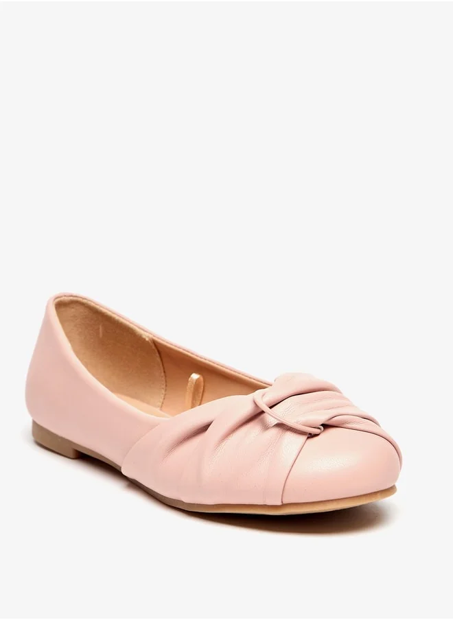 ميسي Girls Pleat Detail Slip-On Round Toe Ballerina Shoes