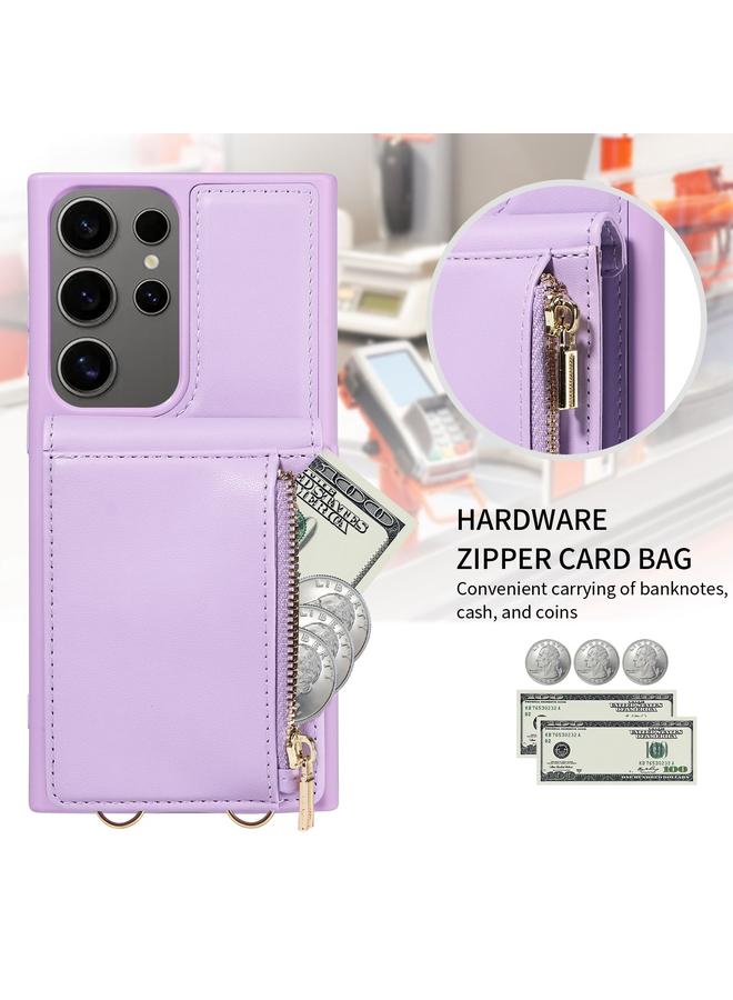S-TOP Case For Samsung Galaxy S25 Ultra 5G Crossbody Lanyard Zipper Wallet Leather Phone Case - Image 4