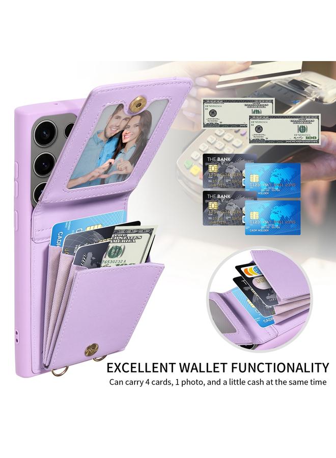 S-TOP Case For Samsung Galaxy S25 Ultra 5G Crossbody Lanyard Zipper Wallet Leather Phone Case - Image 3