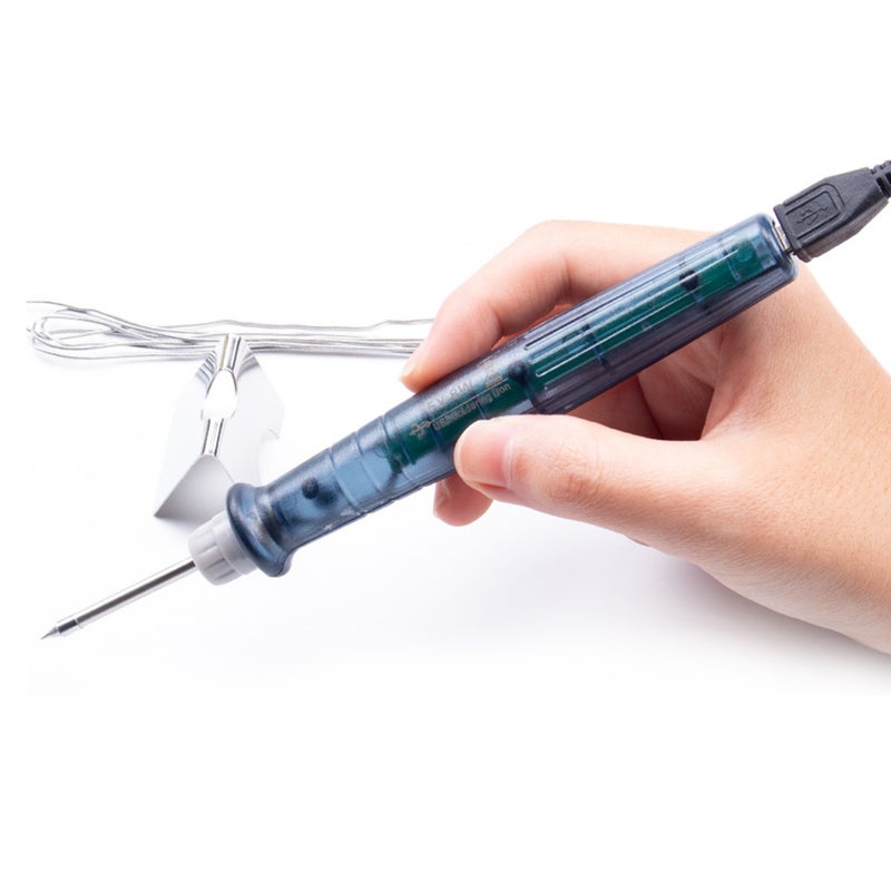 مكواة لحام USB محمولة صغيرة DC5V بمكواة حام كهربائية بخيار ضبط درجة الحرارة ومكواة إلكترونية مع مقاوم درجة حرارة قابلة للتعديل ومكواة لحام مع قاعدة مكواة الحام - Image 3