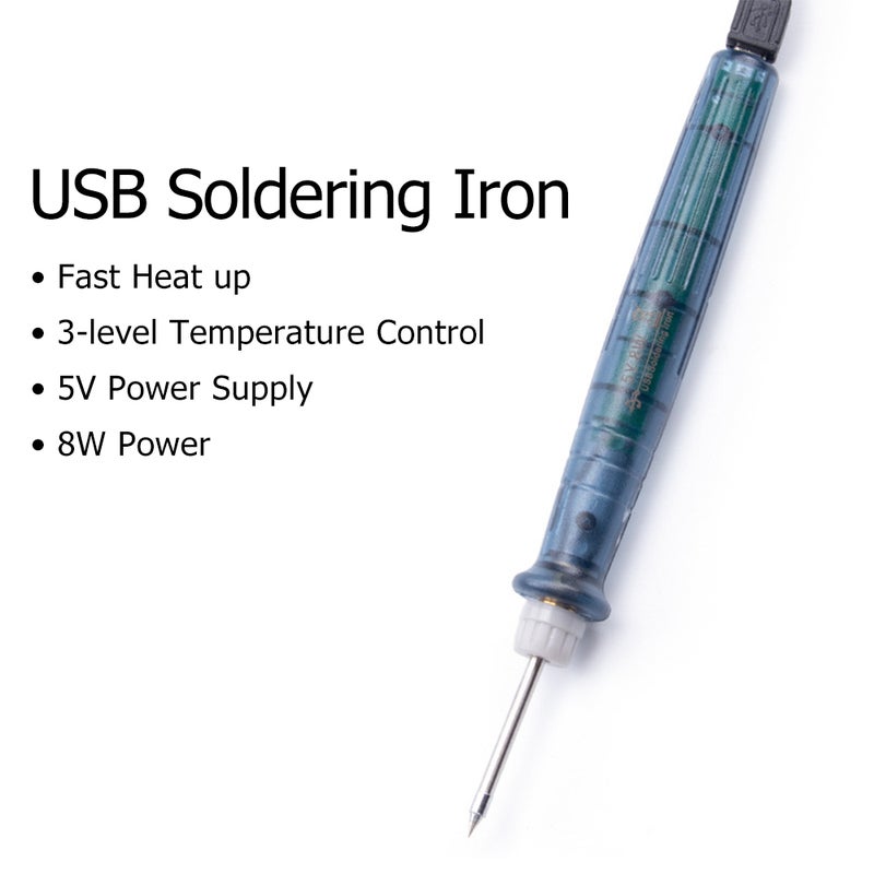 مكواة لحام USB محمولة صغيرة DC5V بمكواة حام كهربائية بخيار ضبط درجة الحرارة ومكواة إلكترونية مع مقاوم درجة حرارة قابلة للتعديل ومكواة لحام مع قاعدة مكواة الحام - Image 5