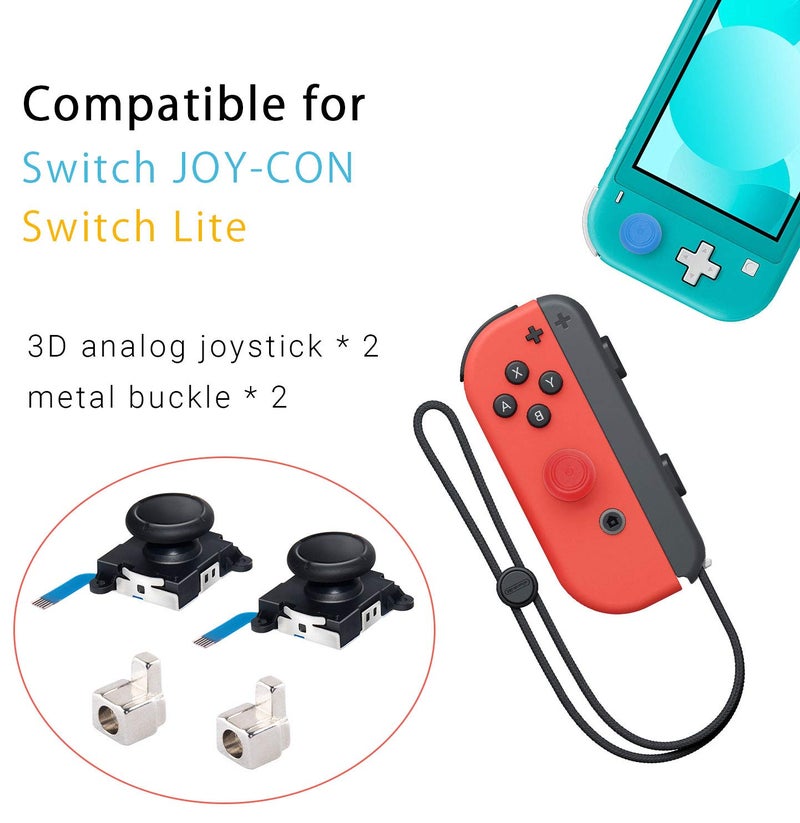 LONANDY 2 Pack Joycon Joysticks, Joycon Repair Kit Joystick Replacement Parts for Nintendo Switch, Switch Lite & Switch OLED, Include Thumb Grips, Metal Lock Buckles - Image 2