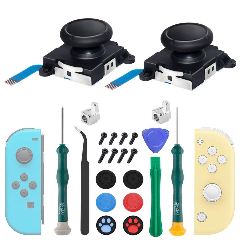 LONANDY 2 Pack Joycon Joysticks, Joycon Repair Kit Joystick Replacement Parts for Nintendo Switch, Switch Lite & Switch OLED, Include Thumb Grips, Metal Lock Buckles - Image 1