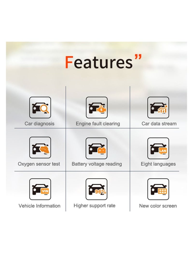 OBD2 Scanner Diagnostic Tool, Vehicle Check Engine Code Readers with Reset & I/M Readiness & More, Car OBDII/EOBD Diagnostic Scan Tool for All Vehicles After 1996