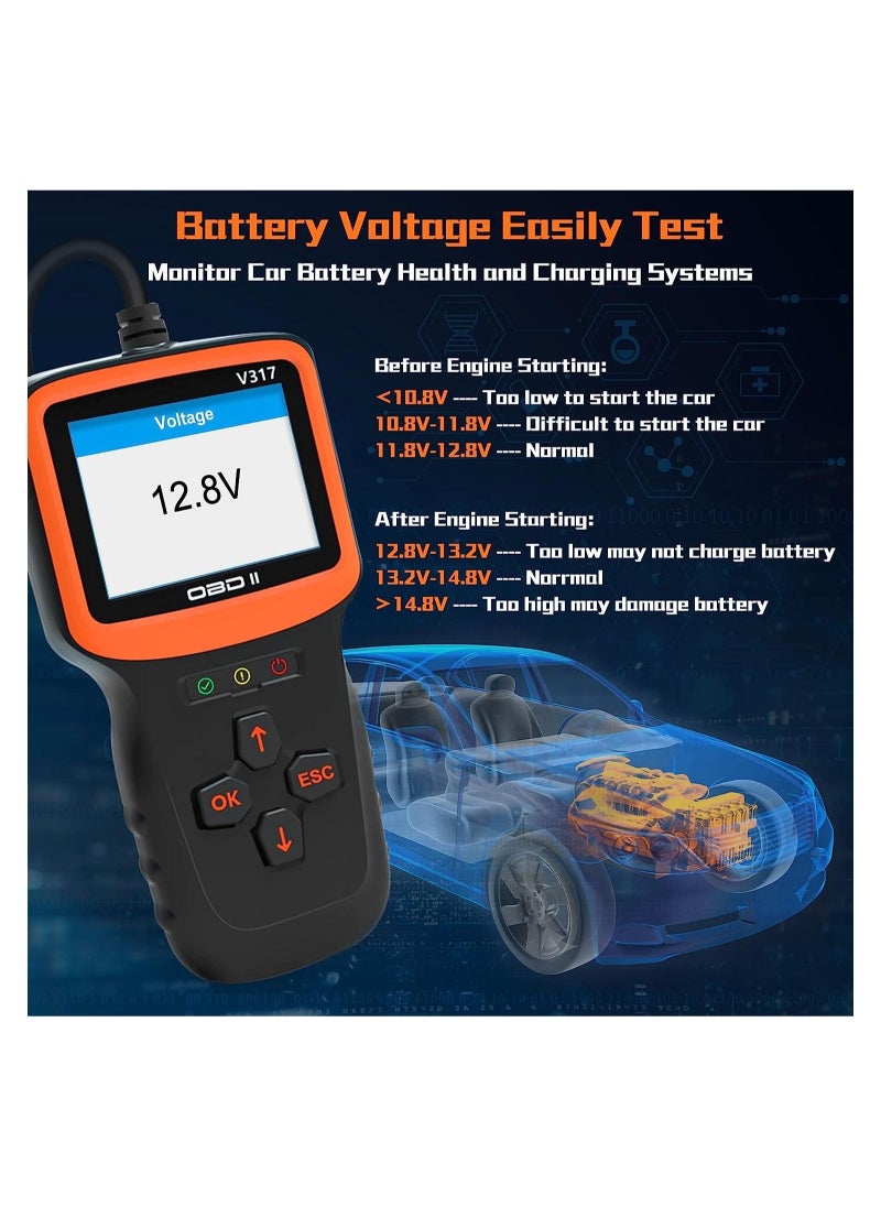 OBD2 Scanner Diagnostic Tool, Vehicle Check Engine Code Readers with Reset & I/M Readiness & More, Car OBDII/EOBD Diagnostic Scan Tool for All Vehicles After 1996