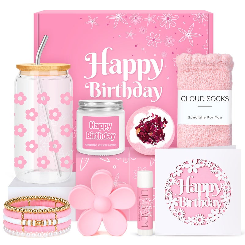 CHESACE Birthday Gifts for Teen Girls, Women, Teenage Girl Birthday Gift Sets for Teen Girls Tween Gifts for Teenage Girl Cute Daisy Aesthetic Glass Cup Gift Basket for Teens, Sister, Women, Her, Friend - Image 1