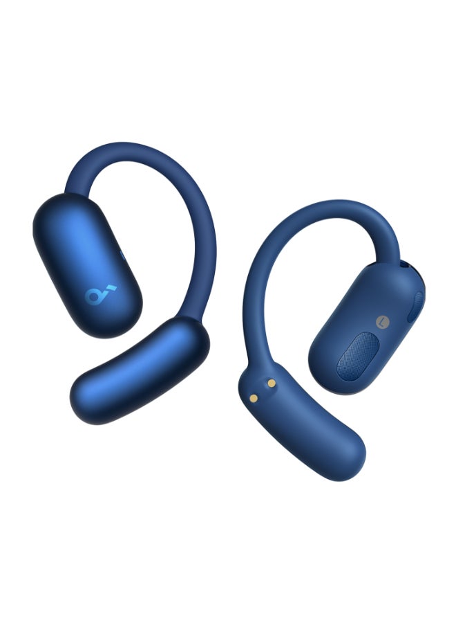 AeroFit 2 by Anker, Open-Ear Headphones, Adjustable Ear Hooks, Snug Fit, Rich Bass, Hi-Res Wireless Audio, 42H Play, Bluetooth 5.4, Wireless Charging, IP55, AI Clear Calls, Open-Ear Earbuds Blue Blue