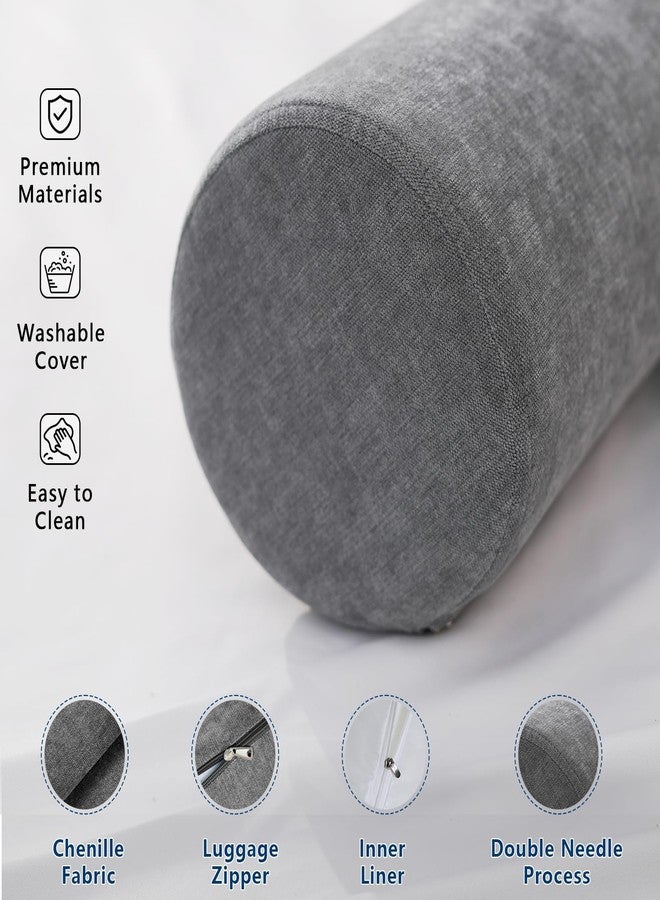 M Mute Touch Cylindrical Bolster Pillow Long Body Pillow Side Sleeper Support Firm Bolster Pillow Removable Washable Cover (60"x7.9", Dark Grey) - Image 5