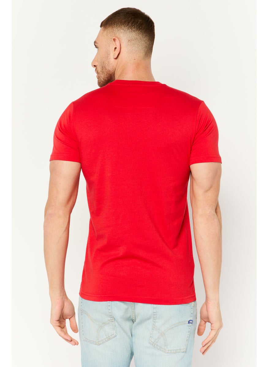 Cavalli Class Men Crew Neck Short Sleeve Graphic Print T-Shirt, Red  - Image 4