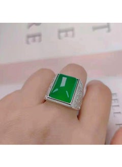 Generic 1Pcs Imitation agate ring fashion simple jade emerald stone jewellery style I green  - Image 3