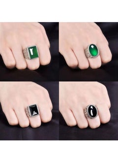Generic 1Pcs Imitation agate ring fashion simple jade emerald stone jewellery style I green  - Image 2