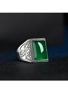 Generic 1Pcs Imitation agate ring fashion simple jade emerald stone jewellery style I green  - Image 1