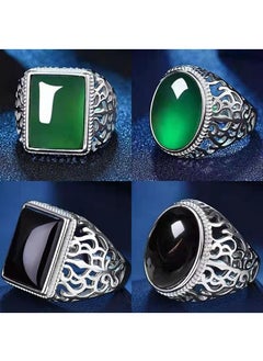 Generic 1Pcs Imitation agate ring fashion simple jade emerald stone jewellery style I green  - Image 5