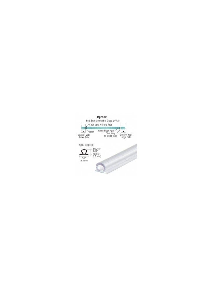 CR Laurence Shower Door Translucent Vinyl Bulb Seal with Pre-Applied Tape for 7/32" Gap (1/4" and up Thick Glass)