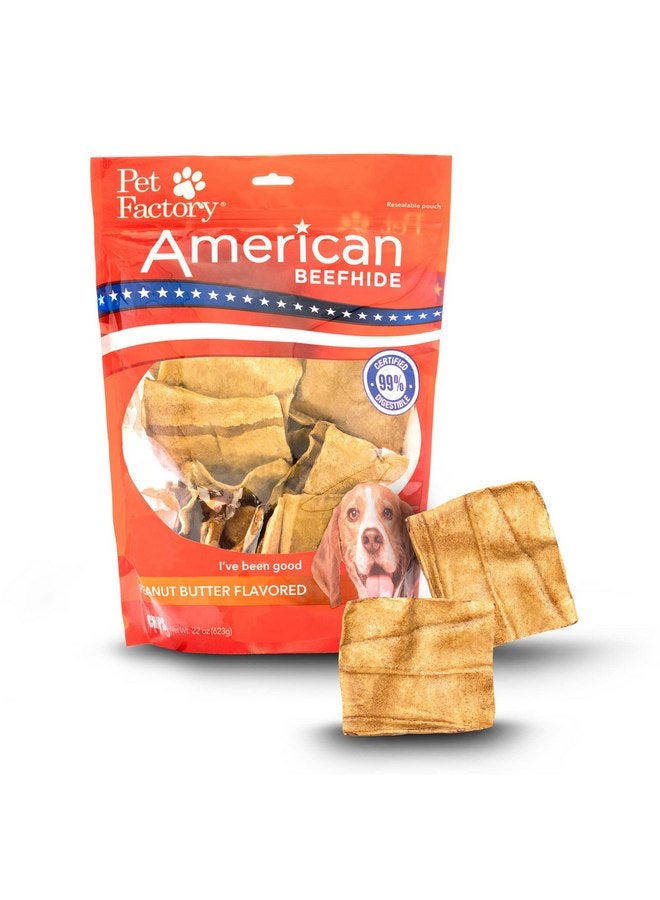 بيت فاكتوري رقائق مضغ للكلاب من Pet Factory American Beefhide Chips - بنكهة زبدة الفول السوداني، 22 أونصة - Image 1